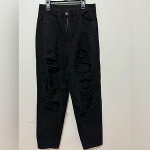 Ripped black straight jeans